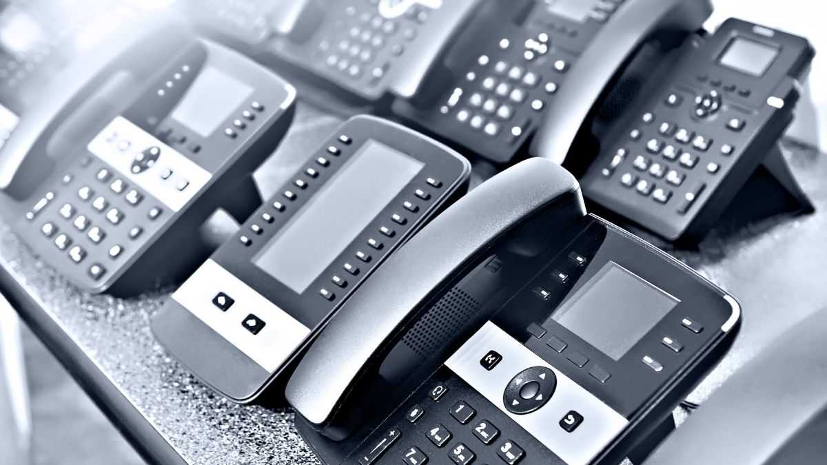 several business desk phones